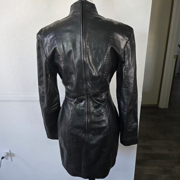 RARE Michael Hoban Leather Fitted Dress Size 8 - Picture 4 of 8